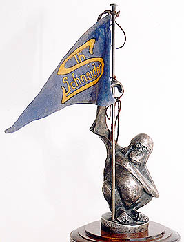 Orang-utan holding Flag